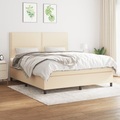 vidaXL, vidaXL Boxspringbett mit Matratze Creme 180x200 cm Stoff