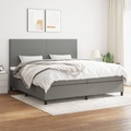 vidaXL, vidaXL Boxspringbett mit Matratze Dunkelgrau 200x200 cm Stoff