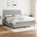 vidaXL, vidaXL Boxspringbett mit Matratze Hellgrau 160x200 cm Stoff