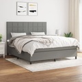 vidaXL, vidaXL Boxspringbett mit Matratze Dunkelgrau 160x200 cm Stoff