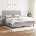 vidaXL, vidaXL Boxspringbett mit Matratze Hellgrau 200x200 cm Stoff