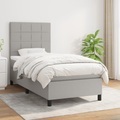 vidaXL, vidaXL Boxspringbett mit Matratze Hellgrau 90x190 cm Stoff