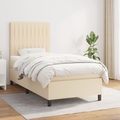 vidaXL, vidaXL Boxspringbett mit Matratze Creme 90x190 cm Stoff