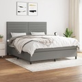 vidaXL, vidaXL Boxspringbett mit Matratze Dunkelgrau 160x200 cm Stoff