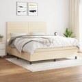vidaXL, vidaXL Boxspringbett mit Matratze Creme 160x200 cm Stoff