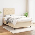 vidaXL, vidaXL Boxspringbett mit Matratze Creme 120x200 cm Stoff