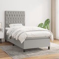 vidaXL, vidaXL Boxspringbett mit Matratze Hellgrau 90x200 cm Stoff