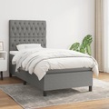 vidaXL, vidaXL Boxspringbett mit Matratze Dunkelgrau 90x200 cm Stoff