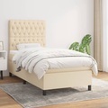 vidaXL, vidaXL Boxspringbett mit Matratze Creme 90x200 cm Stoff