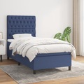 vidaXL, vidaXL Boxspringbett mit Matratze Blau 90x200 cm Stoff