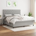 vidaXL, vidaXL Boxspringbett mit Matratze Hellgrau 160x200 cm Stoff
