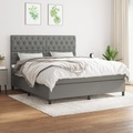 vidaXL, vidaXL Boxspringbett mit Matratze Dunkelgrau 160x200 cm Stoff