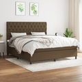 vidaXL, vidaXL Boxspringbett mit Matratze Dunkelbraun 160x200 cm Stoff