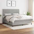 vidaXL, vidaXL Boxspringbett mit Matratze Hellgrau 180x200 cm Stoff