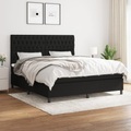vidaXL, vidaXL Boxspringbett mit Matratze Schwarz 180x200 cm Stoff