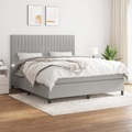 vidaXL, vidaXL Boxspringbett mit Matratze Hellgrau 160x200 cm Stoff