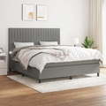 vidaXL, vidaXL Boxspringbett mit Matratze Dunkelgrau 160x200 cm Stoff