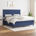 vidaXL, vidaXL Boxspringbett mit Matratze Blau 160x200 cm Stoff
