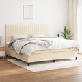 vidaXL, vidaXL Boxspringbett mit Matratze Creme 200x200 cm Stoff