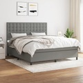 vidaXL, vidaXL Boxspringbett mit Matratze Dunkelgrau 160x200 cm Stoff