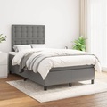 vidaXL, vidaXL Boxspringbett mit Matratze Dunkelgrau 120x200 cm Stoff