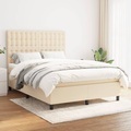 vidaXL, vidaXL Boxspringbett mit Matratze Creme 140x200 cm Stoff