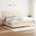 vidaXL, vidaXL Boxspringbett mit Matratze Creme 200x200 cm Stoff