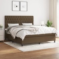vidaXL, vidaXL Boxspringbett mit Matratze Dunkelbraun 180x200 cm Stoff