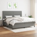 vidaXL, vidaXL Boxspringbett mit Matratze Dunkelgrau 200x200 cm Stoff
