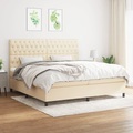 vidaXL, vidaXL Boxspringbett mit Matratze Creme 200x200 cm Stoff