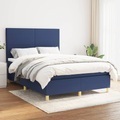 vidaXL, vidaXL Boxspringbett mit Matratze Blau 140x200 cm Stoff