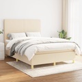 vidaXL, vidaXL Boxspringbett mit Matratze Creme 140x200 cm Stoff
