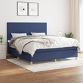 vidaXL, vidaXL Boxspringbett mit Matratze Blau 160x200 cm Stoff