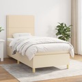 vidaXL, vidaXL Boxspringbett mit Matratze Creme 90x200 cm Stoff