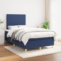 vidaXL, vidaXL Boxspringbett mit Matratze Blau 120x200 cm Stoff