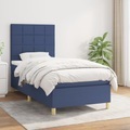 vidaXL, vidaXL Boxspringbett mit Matratze Blau 90x190 cm Stoff
