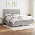 vidaXL, vidaXL Boxspringbett mit Matratze Hellgrau 180x200 cm Stoff