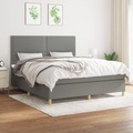 vidaXL, vidaXL Boxspringbett mit Matratze Dunkelgrau 180x200 cm Stoff