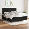 vidaXL, vidaXL Boxspringbett mit Matratze Schwarz 180x200 cm Stoff