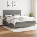 vidaXL, vidaXL Boxspringbett mit Matratze Dunkelgrau 160x200 cm Stoff