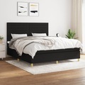 vidaXL, vidaXL Boxspringbett mit Matratze Schwarz 160x200 cm Stoff