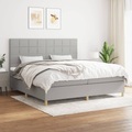 vidaXL, vidaXL Boxspringbett mit Matratze Hellgrau 200x200 cm Stoff