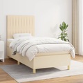 vidaXL, vidaXL Boxspringbett mit Matratze Creme 80x200 cm Stoff