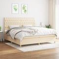 vidaXL, vidaXL Boxspringbett mit Matratze Creme 200x200 cm Stoff