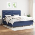 vidaXL, vidaXL Boxspringbett mit Matratze Blau 200x200 cm Stoff