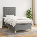 vidaXL, vidaXL Boxspringbett mit Matratze Dunkelgrau 100x200 cm Stoff