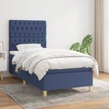 vidaXL, vidaXL Boxspringbett mit Matratze Blau 90x190 cm Stoff