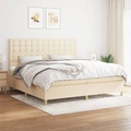 vidaXL, vidaXL Boxspringbett mit Matratze Creme 200x200 cm Stoff
