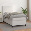 vidaXL, vidaXL Boxspringbett mit Matratze Weiß 90x190 cm Kunstleder