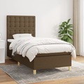 vidaXL, vidaXL Boxspringbett mit Matratze Dunkelbraun 100x200 cm Stoff
